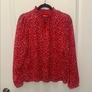 Red Heart Print Blouse